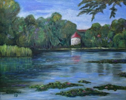 Seerosenteich im Hermsdorer Park, 2019, 50 x 40 cm, Öl